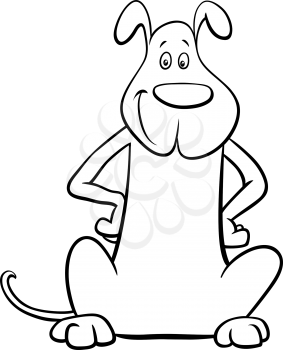 Black and White Cartoon Illustration of Domestic Dog Pet Animal Character Coloring Book