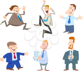 Cartoon Illustration of Happy Men or Businessmen People Comic Characters