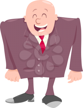 Cartoon Illustration of Businessman or Manager in Suit or Happy Boss Character