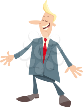 Cartoon Illustration of Man or Businessman Character in Suit
