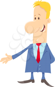 Cartoon Illustration of Man or Businessman Manager Character in Suit