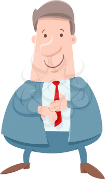 Cartoon Illustration of Man or Boss Businessman Character in Suit