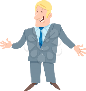 Cartoon Illustration of Funny Man or Manager Businessman Character