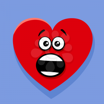 Greeting Card Cartoon Illustration of Shocked Heart Character on Valentine Day