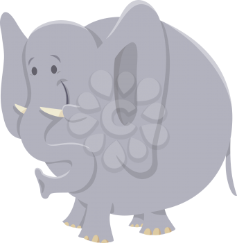 Cartoon Illustration of Funny African Elephant Wild Animal Character