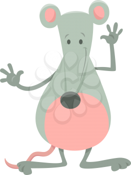 Cartoon Illustration of Funny Grey Mouse Animal  Character
