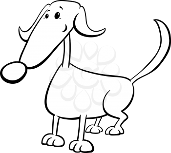 Black and White Cartoon Illustration of Cute Funny Dog Animal Character Coloring Book