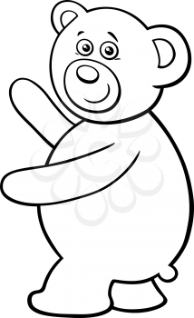 Black and White Cartoon Illustration of Cute Teddy Bear Character Coloring Book