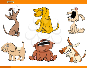 Cartoon Illustration of Funny Comic Dogs Animal Characters Set