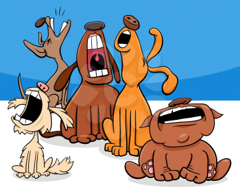 Cartoon Illustration of Dogs Animal Characters Group Barking or Howling