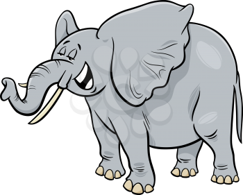 Cartoon Illustration of Funny Gray African Elephant Animal Character