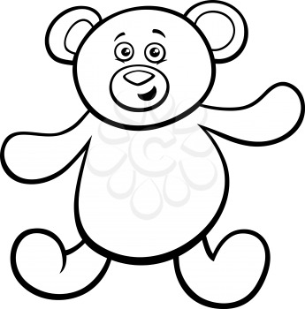 Black and White Cartoon Illustration of Cute Teddy Bear Toy Character Coloring Book