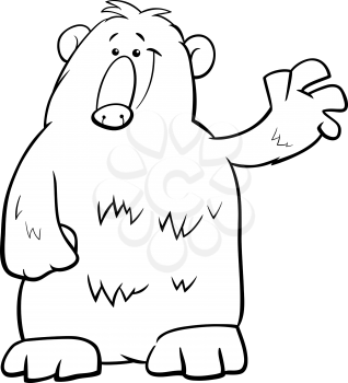 Black and WhiteCartoon Illustration of Funny Brown Bear Wild Animal Character Coloring Book