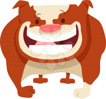 Cartoon Illustration of Happy Bulldog Dog Animal Character