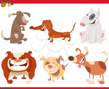 Cartoon Illustration of Funny Dogs or Puppies Pet Characters Set