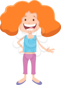 Cartoon Illustration of Happy Teen Girl Character