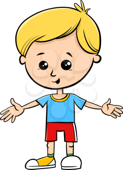 Cartoon Illustration of Cute Little Boy Character