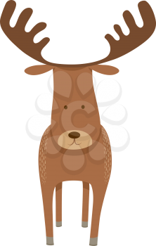 Cartoon Illustration of Cute Deer or Moose Animal Mascot Character