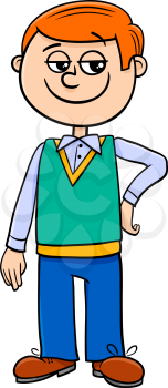 Cartoon Illustration of Elementary Age Boy Character