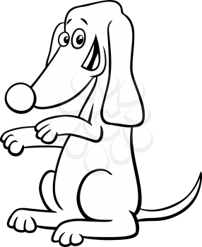 Black and White Cartoon Illustration of Standing or Beging Dog Animal Character Coloring Book