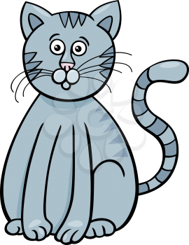Cartoon Illustration of Funny Tabby Cat Animal Character