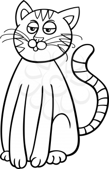 Black and White Cartoon Illustration of Domestic Cat Pet Animal Character Coloring Book
