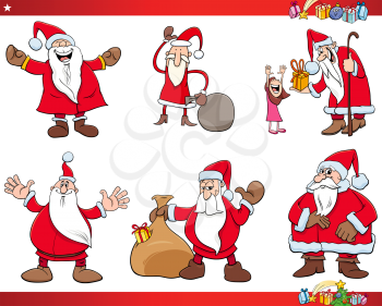 Cartoon Illustration of Santa Claus Christmas Characters Collection