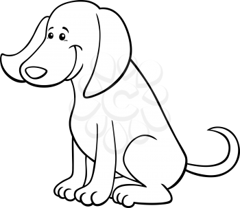 Black and White Cartoon Illustration of Cute Happy Dog Animal Comic Character Coloring Book
