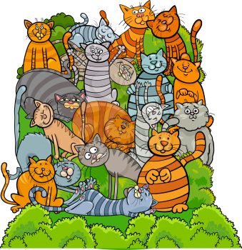 Cartoon Illustration of Funny Cats and Kittens Animal Characters Group