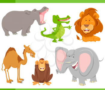 Cartoon Illustration of Funny Wild Animal Characters Collection
