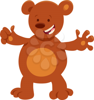 Cartoon Illustration of Cute Brown Bear Funny Animal Character
