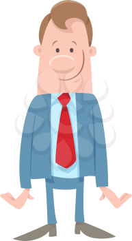 Cartoon Illustration of Happy Man or Businessman Funny Character