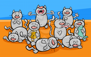 Cartoon Illustration of Funny Cats or Kittens Animal Characters