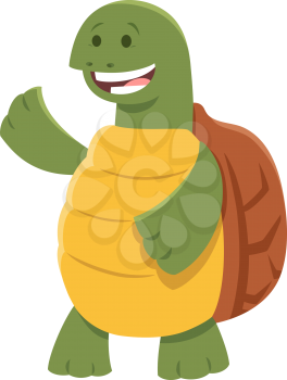 Cartoon Illustration of Funny Turtle or Tortoise Comic Animal Character