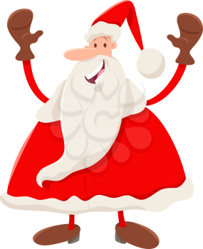 Cartoon Illustration of Happy Santa Claus Character on Christmas Holidays Time