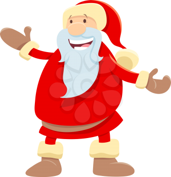 Cartoon Illustration of Funny Santa Claus Christmas Character or Man in Costume on Holiday