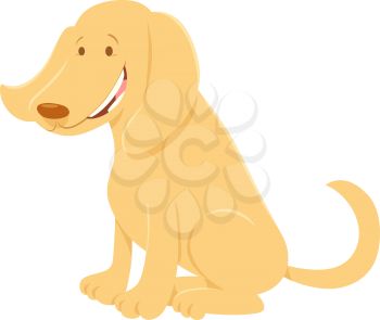 Cartoon Illustration of Happy Beige Dog Domestic Animal Character