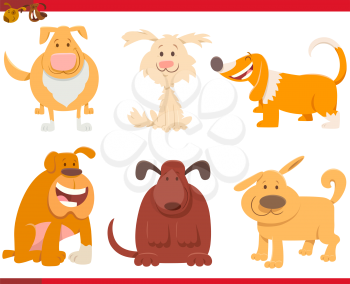 Cartoon Illustration of Funny Dogs or Puppies Pets Animal Characters Collection