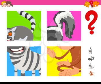 Cartoon Illustration of Educational Game of Guessing Animals Species for Kids