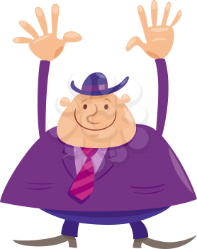 Cartoon Illustration of Happy Man or Businessman Comic Character