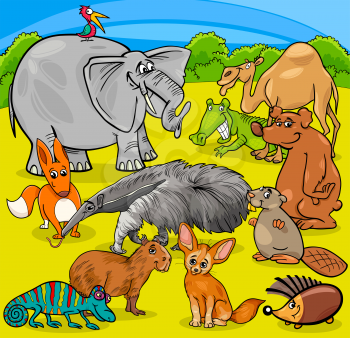Cartoon Illustration of Funny Animal Characters Group