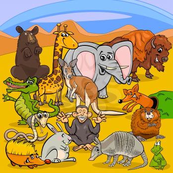 Cartoon Illustration of Comic Animal Characters Group