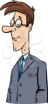 Drawing Illustration of Young Businessman Character Caricature