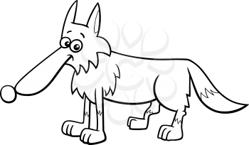 Black and White Cartoon Illustration of Wolf Wild Animal Character Coloring Book