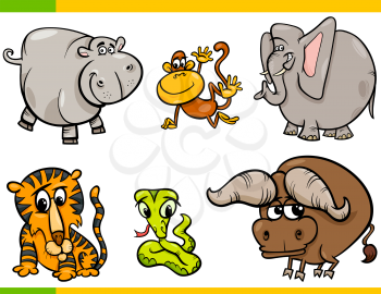 Cartoon Illustration of Wild Animals Funny Characters Set
