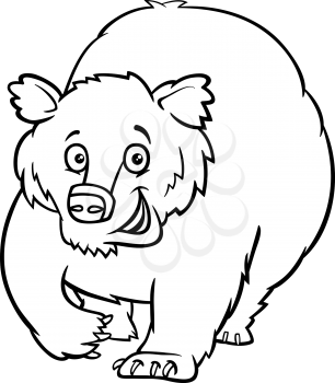 Black and White Cartoon Illustration of Bear Animal Character Coloring Page