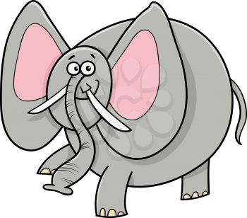 Cartoon Illustration of Cute African Elephant Animal Character