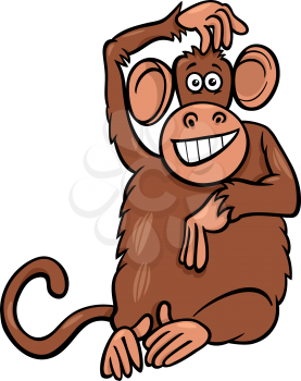 Cartoon Illustration of Funny Monkey Primate Animal Character