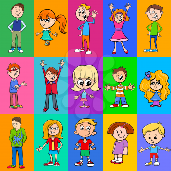 Cartoon Illustration of Pattern or Decorative Paper Design with Children Characters