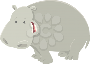 Cartoon Illustration of Funny Hippo or Hippopotamus Funny Animal Character